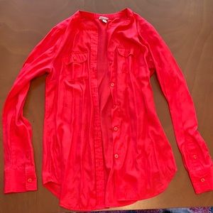 Merona red button down